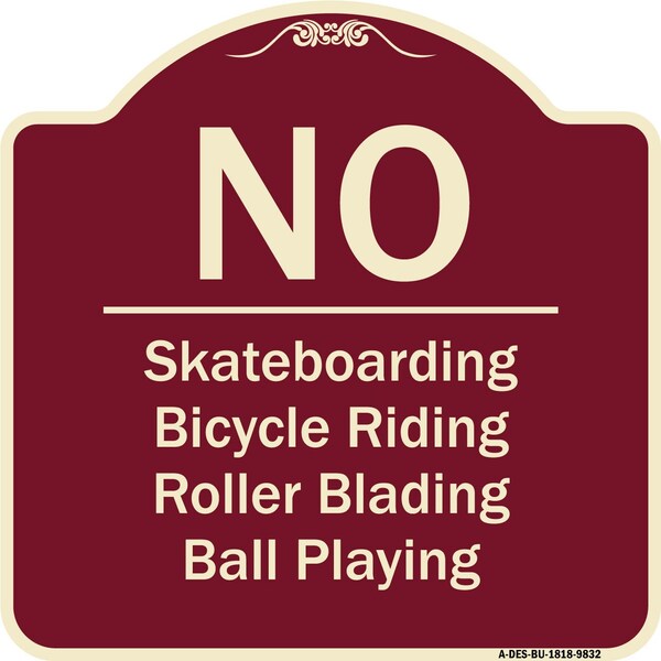 Designer Series-No-Bicycle Riding Roller Blading Ball Playing, 18" x 18", BU-1818-9832